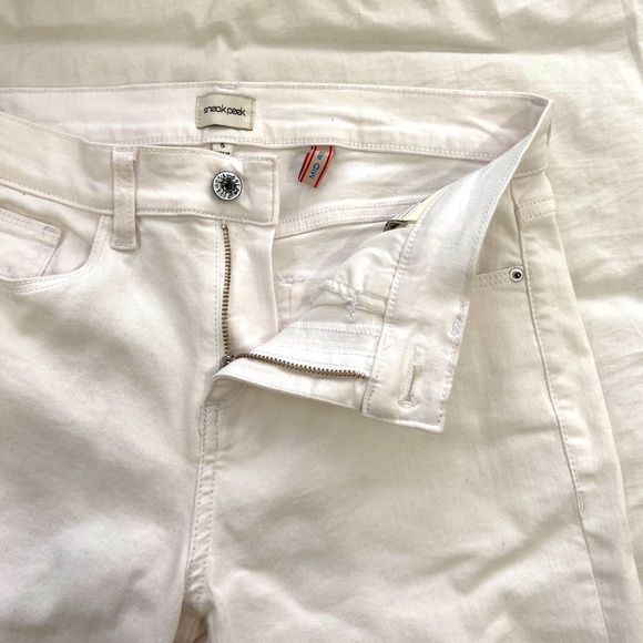 White Midrise Ripped Skinny Jeans - Picture 1 of 4